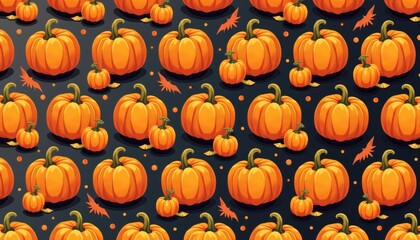 Poster -  Autumn Pumpkin Patch Pattern