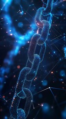 Poster - Illustration of blockchain technology on dark blue background
