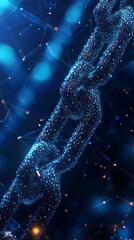 Poster - Illustration of blockchain technology on dark blue background