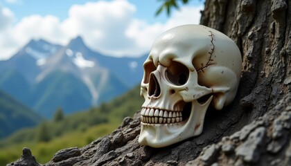 Wall Mural -  Eerie serenity  A skulls quiet mountain retreat