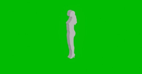 Poster - Animation of rotation of a white woman silhouette with shadow. Simple and complex rotation. Seamless looped 4k animation on green chroma key background