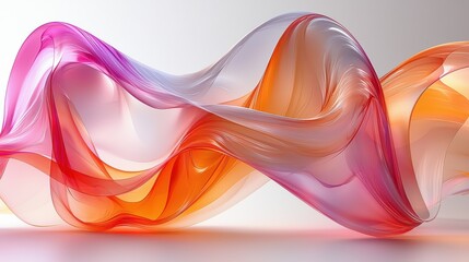 Aufkleber - Colorful flowing abstract design with soft waves of pink, orange, and white against a light background during daylight