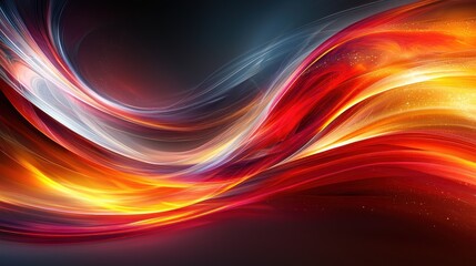 Poster - Colorful abstract wave patterns create dynamic energy in a digital artwork representing movement and light