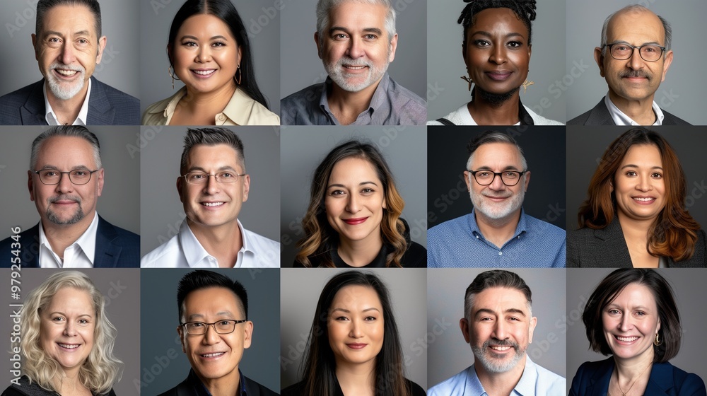 Collage of diverse smiling men and women headshots representing various ...