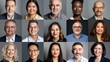 © Sintrax - Collage of diverse smiling men and women headshots representing various ethnicities, business professionals, and corporate portraits
