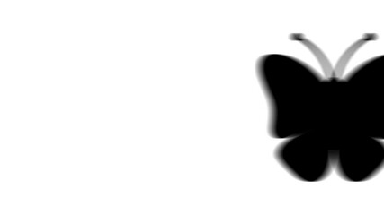 Poster - Animation set, butterfly symbol. Animations: transparency, zooms, transition top to down, transition left to right, slide up to down, slide left to right