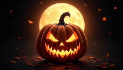 Canvas Print -  Eerie Halloween Pumpkin Illustration