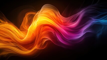 Poster - Dynamic swirl of vibrant colors creating a mesmerizing abstract design in a dark background, showcasing fluid motion and brightness