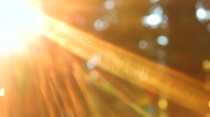 Wall Mural - Golden Sunlight Lens Flare Bokeh Background