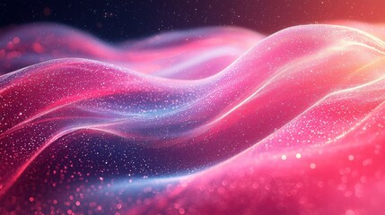 Poster - Abstract swirling waves of pink and blue light create a mesmerizing visual display in a dark space