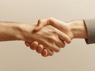 Illustrate the top-down view of a firm handshake between two hands, symbolizing a hard-fought agreement Use digital techniques to enhance the tension in the grasp