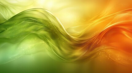 Poster - Colorful abstract wave patterns in vibrant green and orange hues create a dynamic atmosphere during an artistic digital design