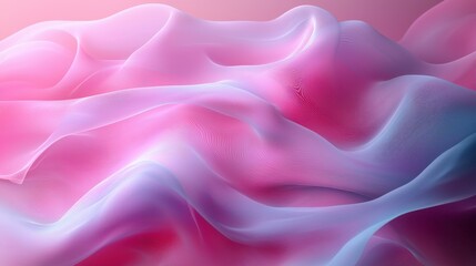 Poster - Soft pink and blue fabric drapes create serene waves of color in an abstract textile composition