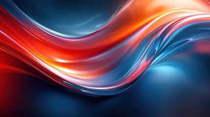 Poster - Dynamic flowing abstract waves blending rich red and blue hues, creating a vibrant interplay of light and color