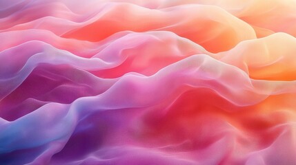 Poster - Soft, flowing fabric in vibrant shades of pink, orange, and purple creates a serene atmosphere, highlighting gentle movement and texture