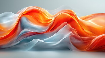 Aufkleber - Flowing orange and white fabric draped elegantly against a soft background showcasing texture and movement