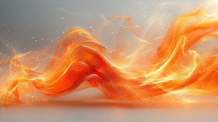 Poster - dynamic orange flames swirling gracefully against a neutral background, creating an energetic and ca