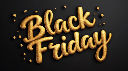 Sticker - Black Friday Sale Banner with Golden Glitter Text