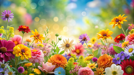 Beautiful background of colorful flowers in full bloom, floral, garden, nature, wallpaper, spring, summer, petals, blossom