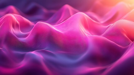 Poster - Colorful abstract waves of fabric-like texture illuminated by vibrant light at sunset