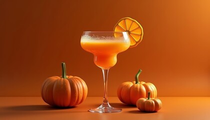 Poster -  Autumns finest  Pumpkins and a refreshing cocktail