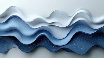 Aufkleber - Abstract waves of textured blue and white materials create a dynamic visual display, evoking a sense of fluidity and motion