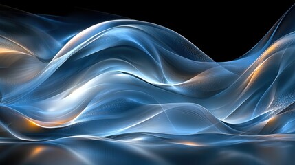 Poster - Fluid blue waves create a mesmerizing visual display, showcasing dynamic movement and elegance in a dark setting