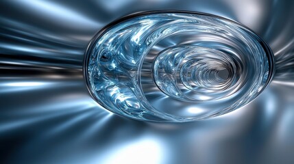 Poster - A swirling vortex of blue light and glass creates an abstract illusion of depth and motion in a futuristic space