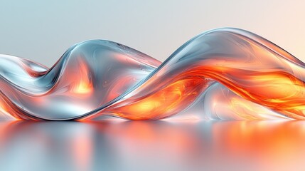 Poster - abstract fluid shapes with orange and blue hues create a mesmerizing visual effect on a smooth surfa