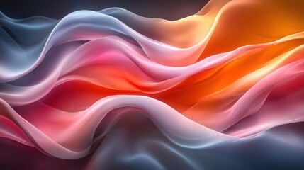 Aufkleber - Colorful waves of silky fabric undulating gracefully against a dark background in a vibrant display of artistry and motion