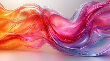 Poster - Colorful wavy abstract design with flowing shapes in vibrant hues of orange, pink, and purple blending together gracefully