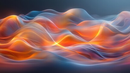 Poster - Colorful abstract waves flowing seamlessly in a dynamic motion, creating an energetic and vibrant visual display in a digital landscape