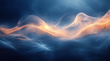 Poster - Ethereal swirls of light and color dance across a darkened space, creating a mesmerizing abstract display in the twilight