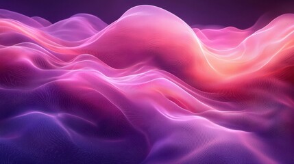 Poster - Abstract colorful waves undulating gracefully in a digital landscape at dusk, creating a serene and dreamlike atmosphere