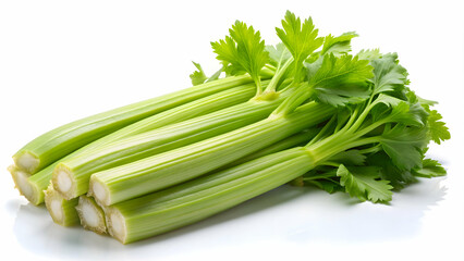 Fresh celery isolated on a white background, celery, fresh, vegetable, healthy, green, organic, nutritious, stalk, ingredient, raw