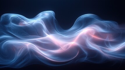 Poster - Soft flowing abstract textures in blue and pink shades create an ethereal atmosphere in a dark background