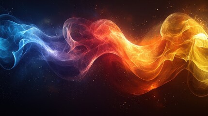 Poster - Colorful swirling fabric of light showcasing vibrant hues flowing elegantly in an abstract display against a dark background