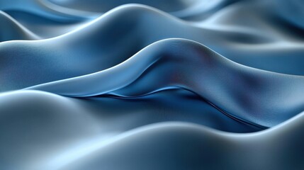 Poster - Waves of soft blue fabric undulate gently under soft lighting, showcasing rich texture and depth in a serene setting