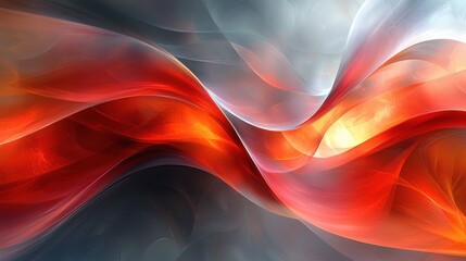Poster - vibrant swirls of red, orange, and gray blend beautifully in an abstract composition, creating a dyn