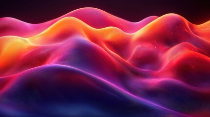 Poster - colorful abstract waves of light creating a vibrant landscape under a dark background at twilight