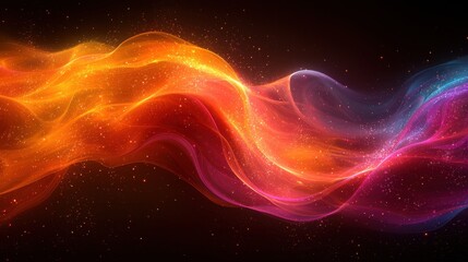 Poster - colorful abstract waves of light flow gracefully through a dark background, creating a vibrant and d