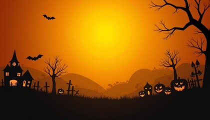 Wall Mural -  Autumns Twilight  A Halloween Landscape