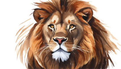 Wall Mural - Hand Painted Head Elements Of A Fierce Brown Lion. Generative AI.