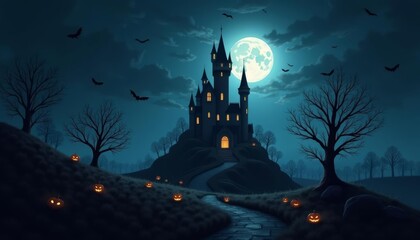 Poster -  Enchanted Halloween Castle at Twilight