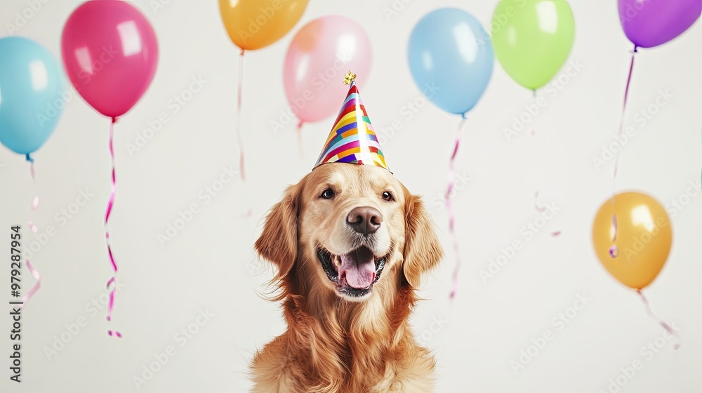Joyful Golden Retriever Pup Celebrates Birthday with Festive Hat ...