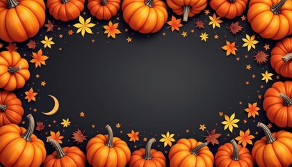 Wall Mural -  Autumns festive charm captured in a pumpkinfilled frame