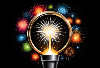 Celebratory fireworks display, colorful bursts, festive occasion, fireworks, shining light concept