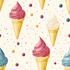 Canvas Print - Ice Cream Seamless Pattern.