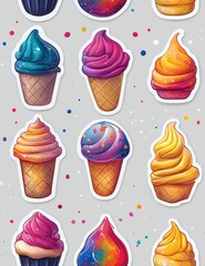 Poster - Colorful Ice Cream Stickers.