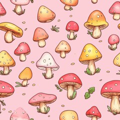 Sticker - Cute Mushroom Pattern.